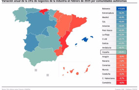 ep mapa con variacion anual de la cifra de negocios de la industria en espana