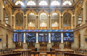 ep paneles del ibex 35 en el palacio de la bolsa a 12 de mayo de 2023 en madrid espana