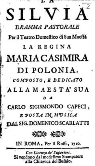 ep portada del libreto de la opera la silvia de domenico scarlatti