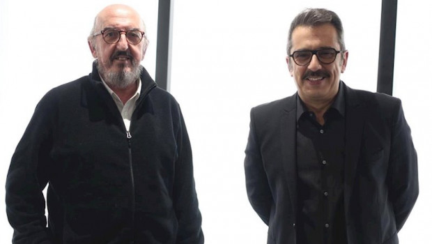 ep el director de mediapro jaume roures y el presentador de television y productor andreu