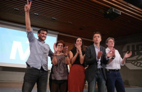 ep el lider de mas madrid inigo errejon con otros representantes de mas madrid a la izquierda pablo