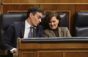 ep el presidente del gobierno pedro sanchez y la vicepresidenta del gobierno carmen calvo hablan