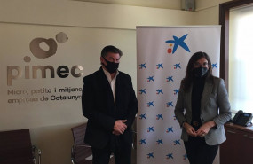 ep el secretario general de pimec antoni canete y la directora territorial de caixabank en barelona