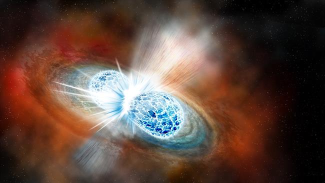 Artist's concept of the explosive collision of two neutron stars | ROBIN DIENEL/CARNEGIE INSTITUTION FOR SCIENCE ep artists concept of the explosive collision of two neutron stars