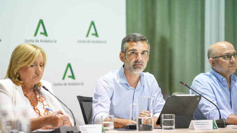 El consejero de Agricultura, Pesca, Agua y Desarrollo Rural, Ramón Fernández-Pacheco (c) durante la reunión. A 07 de octubre de 2025, en Sevilla (Andalucía, España). | María José López - Europa Press ep el consejero de agricultura pesca agua y desarrollo rural ramon fernandez pacheco c durante la