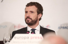 ep el presidente del pp pablo casado durante su intervencion en un desayuno informativo de europa