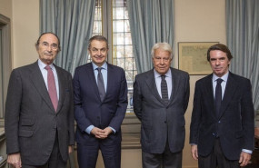 ep el presidente del real instituto elcano emilio lamo de espinosa con los expresidentes del