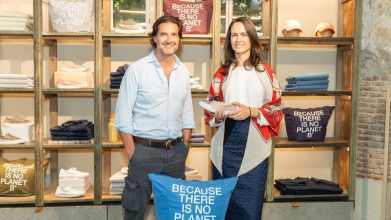El presidente y fundador de Ecoalf, Javier Goyeneche; y la 'managing partner' de Impact Bridge, Maria Samoilova. | IMPACT BRIGDE Y ECOALF ep el presidente y fundador de ecoalf javier goyeneche y la managing partner de impact bridge maria