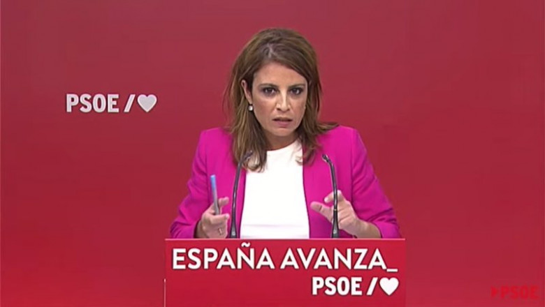 La vicesecretaria general del PSOE, Adriana Lastra, en la rueda de prensa | PSOE ep la vicesecretaria general del psoe adriana lastra en la rueda de prensa