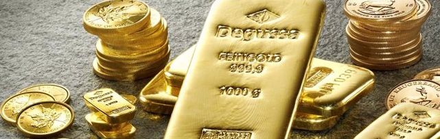 oro portada lingotes monedas
