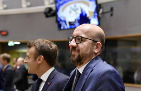 ep 21 june 2019 belgium brussels president of france emmanuel macron l and belgian prime minister charles michel attend the second day of the eu summit photo pool eric vidalbelgadpa