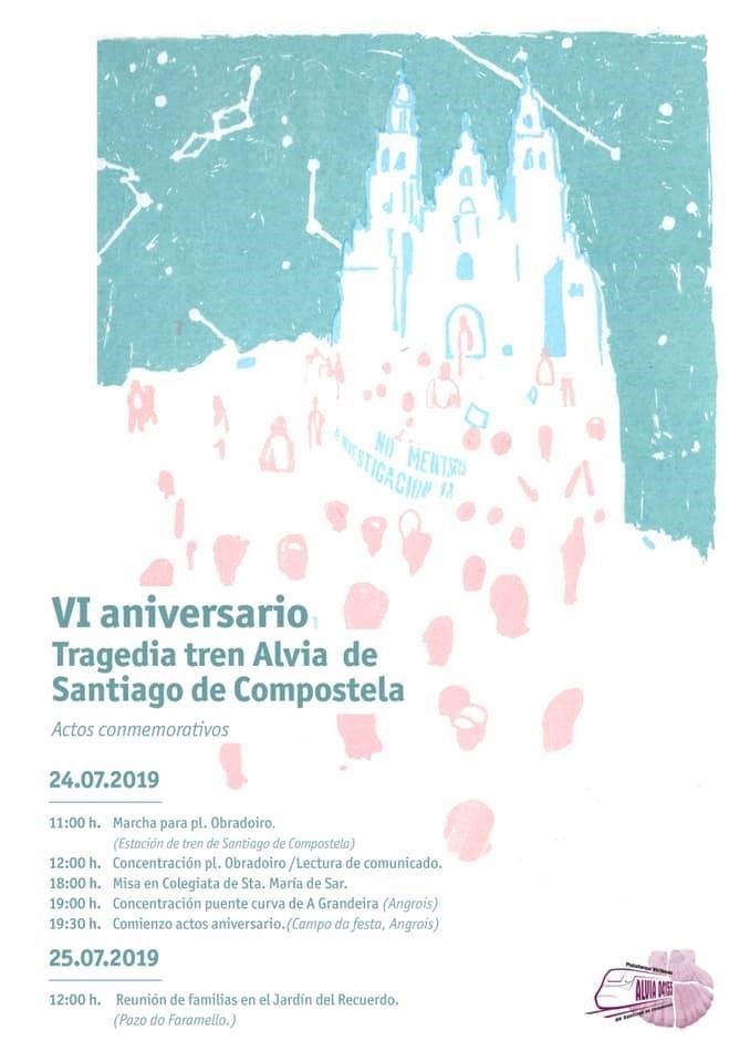 Cartel de los actos del aniversario del accidente del tren Alvia en Angrois (Santiago) | REMITIDO ep cartellos actosaniversarioaccidentetren alviaangrois santiago
