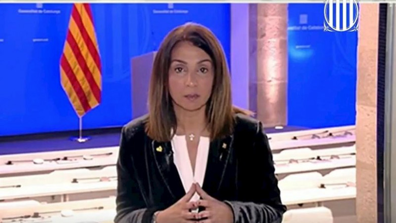 La consellera de la Presidencia y portavoz del Govern, Meritxell Budó, en una rueda de prensa telemática a 13 de abril de 2020. | GENERALITAT DE CATALUNYA ep la consellera de la presidencia y portavoz del govern meritxell budo en una rueda de prensa