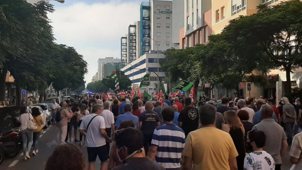 ep manifestacion contra el cierre de airbus por la capital gaditana el pasado 1 de julio