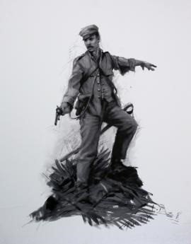 ep boceto del pintor ferrer-dalmau del monumento en honor a los heroes de baler los ultimos de