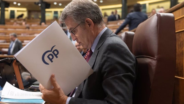 ep el presidente del partido popular alberto nunez feijoo a su llegada a una sesion plenaria en el