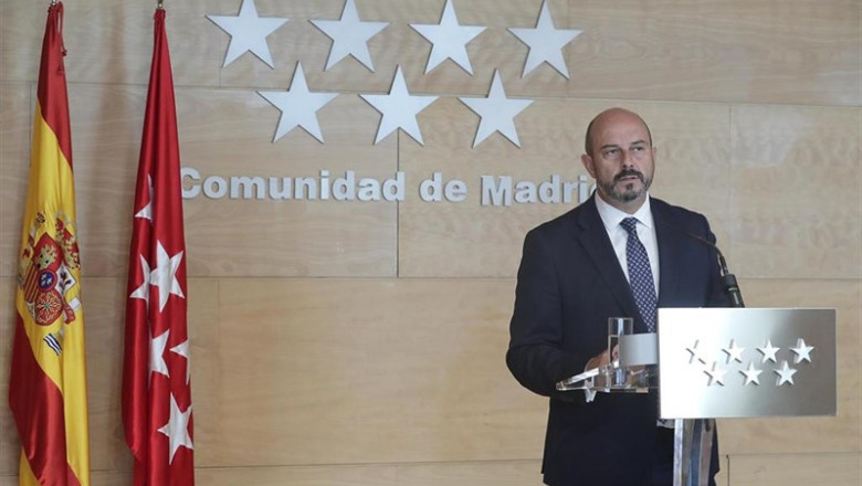 Imagen de archivo del presidente de la Comunidad de Madrid en funciones, Pedro Rollán, en rueda de prensa. | COMUNIDAD DE MADRID ep imagenarchivopresidentela comunidadmadridfunciones pedro rollan en ruedaprensa