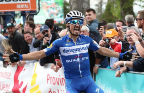 ep 24 april 2019 belgium huy french cyclist julian alaphilippe of deceuninck-quick-step celebrates winning the 83nd edition of the la fleche wallonne uci world tour cycling race from ans to huy photo benoit doppagnebelgadpa
