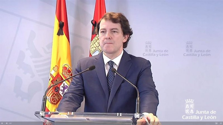 El presidente de la Junta de Castilla y León, Alfonso Fernández Mañueco, comparece en rueda de prensa tras la conferencia de presidentes por videoconferencia. | EUROPA PRESS ep el presidente de la junta de castilla y leon alfonso fernandez manueco comparece en rueda de