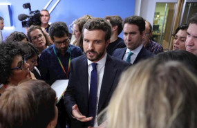 ep el presidente del pp pablo casado tras ofrecer una rueda de prensa tras conocerse la sentencia