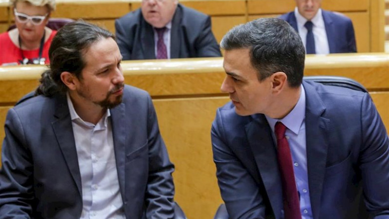 El vicepresidente del Gobierno, Pablo Iglesias, junto al presidente del Gobierno, Pedro Sánchez | Ricardo Rubio - Europa Press ep el vicepresidente del gobierno pablo iglesias i junto al presidente del gobierno pedro sanchez d