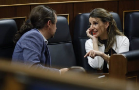 ep la ministra de trabajo yolanda diaz y el vicepresidente segundo pablo iglesias en una imagen de