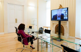 ep la presidenta de la comunidad de madrid isabel diaz ayuso durante su reunion por videoconferencia
