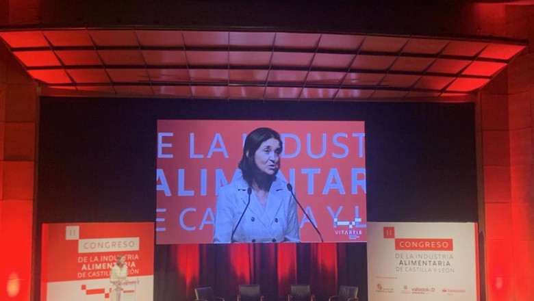 ep la ministra de industria reyes maroto durante su intervencion en la feria de valladolid en la