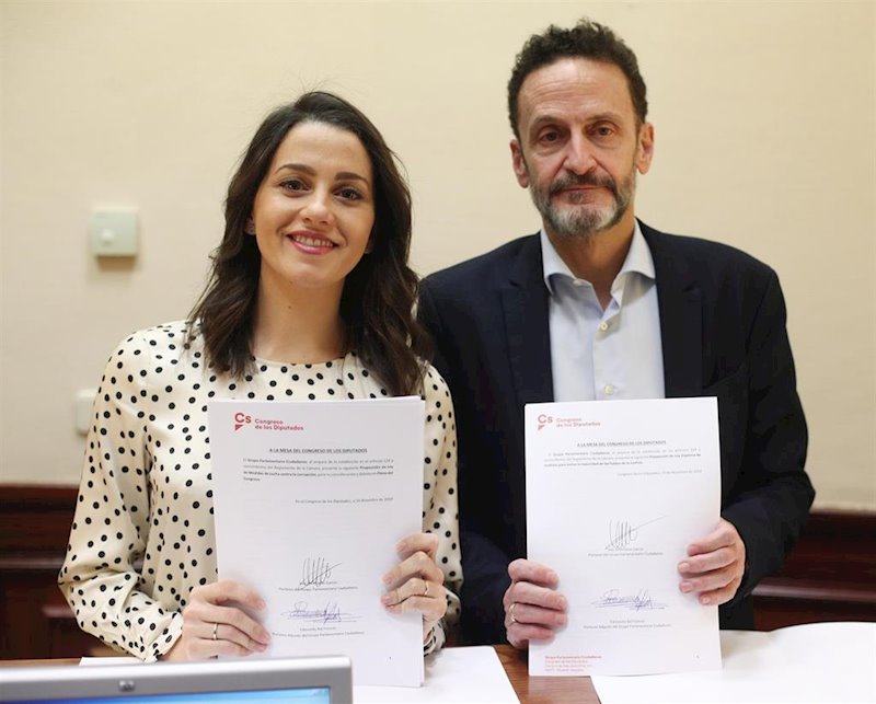 ep la portavoz de ciudadanos en el congreso ines arrimadas y el diputado de cs edmundo bal