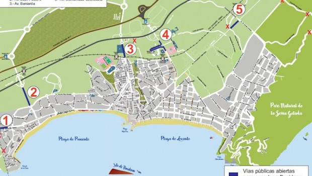 ep los puntos de acceso cerrados y abiertos de acceso a benidorm