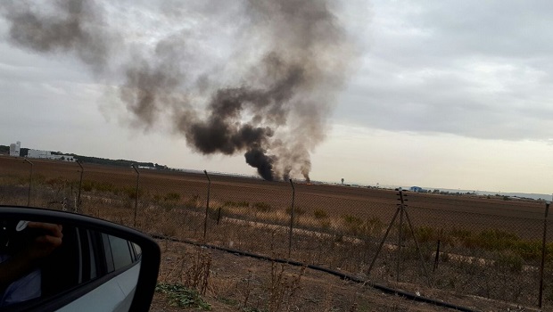 Accidente de un caza F-18 en Torrejón | TWITTER (@miguelcomin) accidente caza f18 torrejon