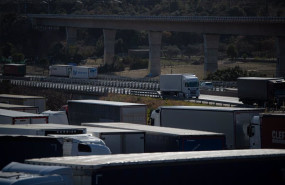 ep archivo   varios camiones circulan a 27 de enero de 2024 en la jonquera girona catalunya espana