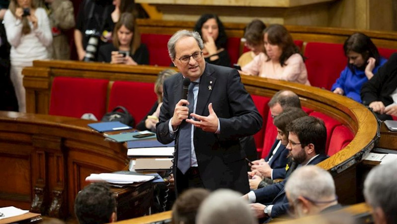 El presidente de la Generalitat, Quim Torra, interviene en una sesión plenaria en el Parlament de Cataluña, en Barcelona (Catalunya, España), a 12 de febrero de 2020. | David Zorrakino - Europa Press ep el presidente de la generalitat quim torra interviene en una sesion plenaria en el parlament de