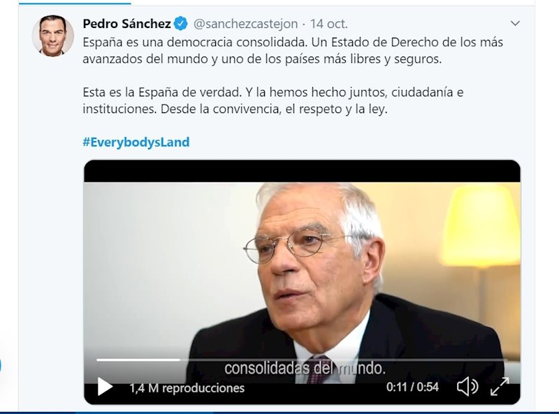 ep tuit del presidente del gobierno en funciones pedro sanchez sobre la campana everybodysland ep tuit del presidente del gobierno en funciones pedro sanchez sobre la campana everybodysland