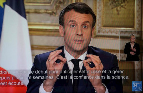 ep 12 march 2020 france issy-les-moulineaux a picture taken from the transmission of a televised