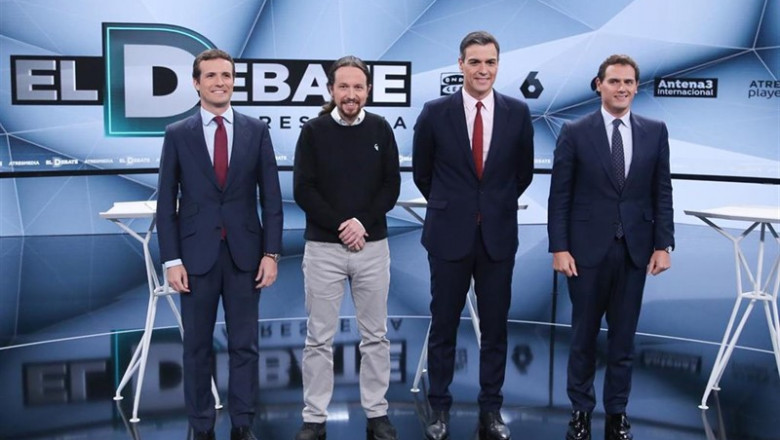 El debate de Atresmedia. | Ricardo Rubio - Europa Press ep debate3-casado rivera e iglesias cuestionangestion economicapsoesanchez promete mejorasautonomos
