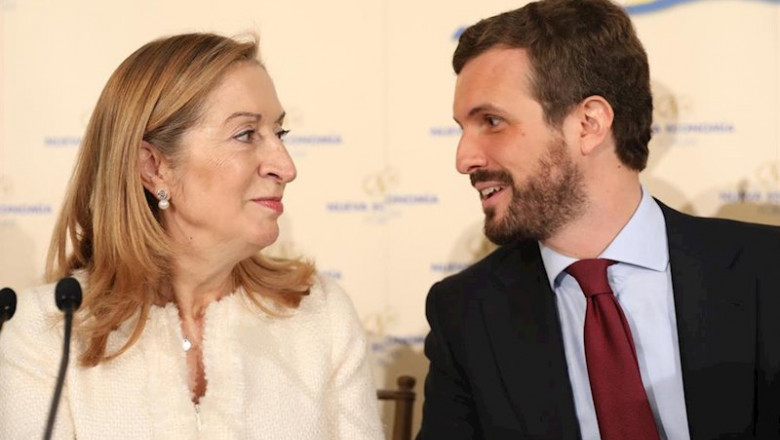 ep el lider del pp pablo casado y la exministra y expresidenta del congreso ana pastor en madrid