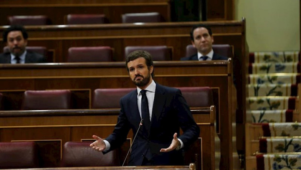 ep el presidente del partido popular pablo casado durante su intervencion en el pleno de control al