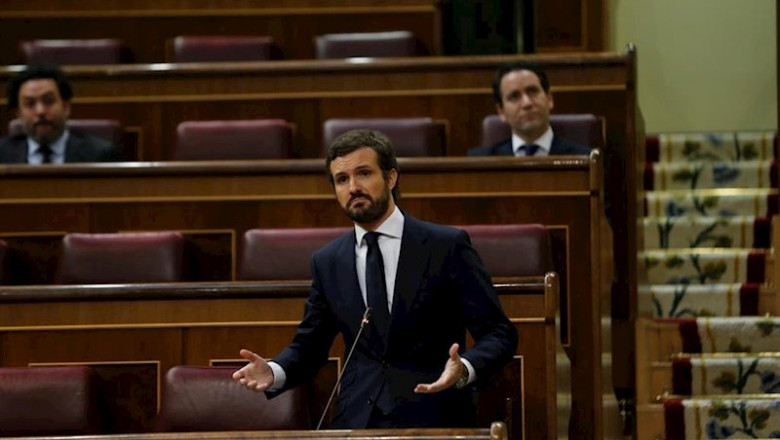 ep el presidente del partido popular pablo casado durante su intervencion en el pleno de control al