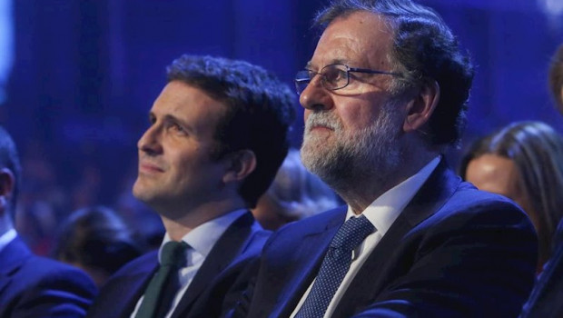 ep el presidente del pp pablo casado y el expresidente del gobierno mariano rajoy en la convencion