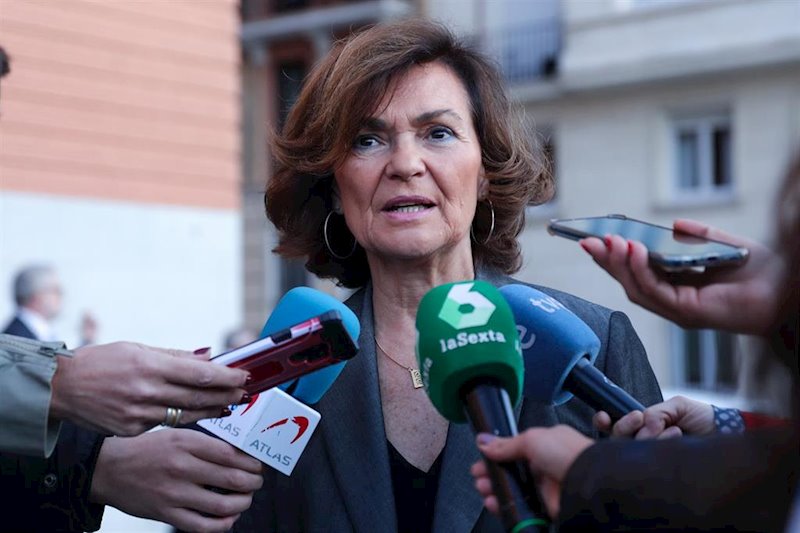 ep la vicepresidenta del gobierno carmen calvo ante los medios en una imagen de archivo