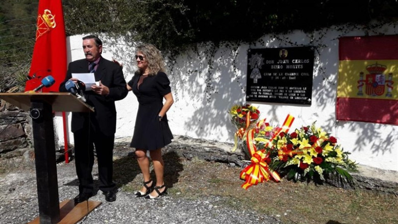 María José Rama, viuda de Juan Carlos Beiro, asesinado por ETA en 2002, durante el acto de este martes en Leitza. | EUROPA PRESS ep maria jose rama viuda de juan carlos beiro asesinado por eta en 2002 durante el acto de este