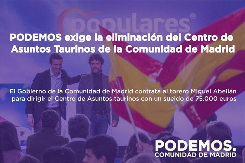 ep cartel de podemos contre el centro de asuntos taurinos de la comunidad de madrid