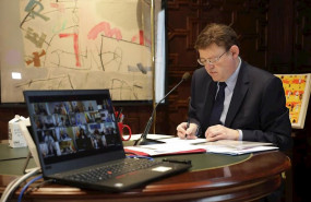 ep puig durante la videoconferencia de presidentes