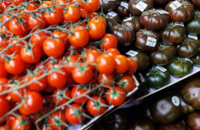 ep archivo   dos variedades de tomates en un puesto de mercado