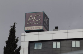 ep cartel del hotel ac hotel madrid feria en madrid espana a 26 de enero de 2021