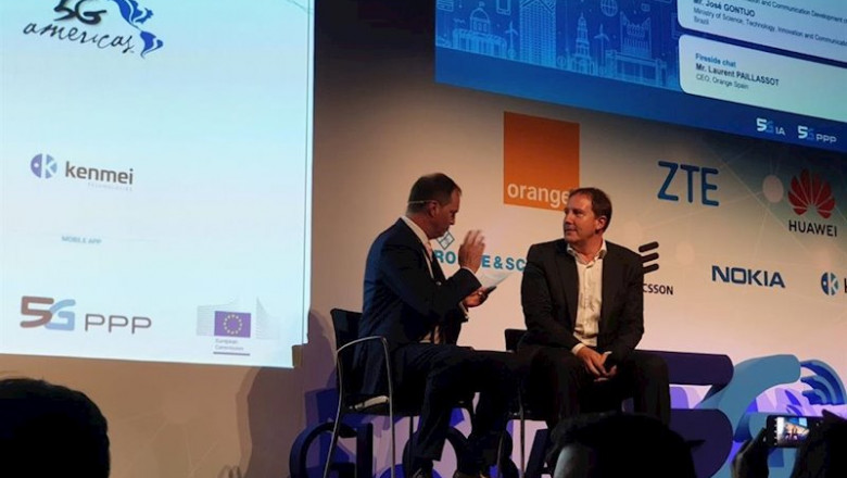El consejero delegado de Orange España, Laurent Paillassot, durante su intervención en la sesión inaugural del séptimo congreso '5G Global Event'. | ORANGE - Archivo ep el consejero delegado de orange espana laurent paillassot durante su intervencion en la sesion