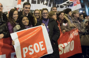 ep el lider del psoe pedro sanchez en la manifestacion feminista del 8 de marzo