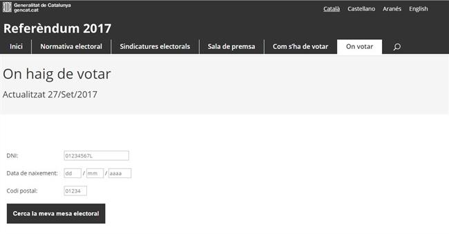 La página web para saber dónde votar el 1-O. | EUROPA PRESS ep la pagina websaber donde votar1-o